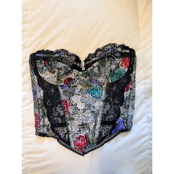 Vintage Christian Dior Bustier Floral Print Strapless Balconette Bra Size 34B - Picture 4 of 7